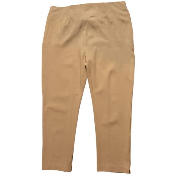 Chico’s Ankle Stretch Trousers Womens Peanut Tan Pull-On Elastic Waist Sz 3.5 18 - Picture 2 of 6